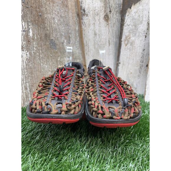Keen Uneek Braided Two Cord Fisherman Sandals Stripes Red Dahlia Raya Men\'s 12 main image 6